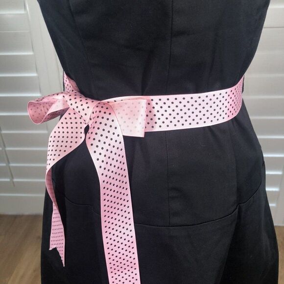 Vtg Strapless Black Pin Up Style Rockabilly Dress 4 Cotton Spandex Swing 80s 90s - Picture 10 of 12